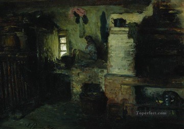  Repin Canvas - in the hut 1895 Ilya Repin